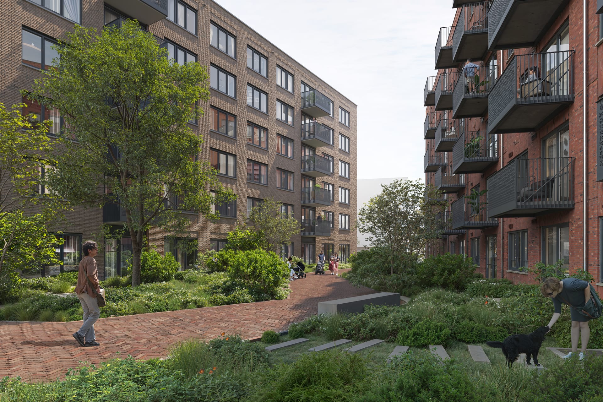 Binnentuin tussen de appartementen van Dikkers